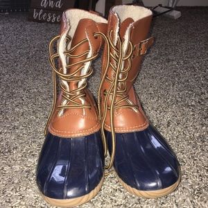 Duck Boots- brown and blue